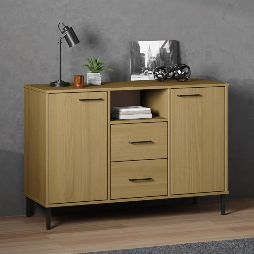 vidaXL Sideboard OSLO mit Metallbeinen Braun 113x40x77 cm Massivholz 351018 Bild 1