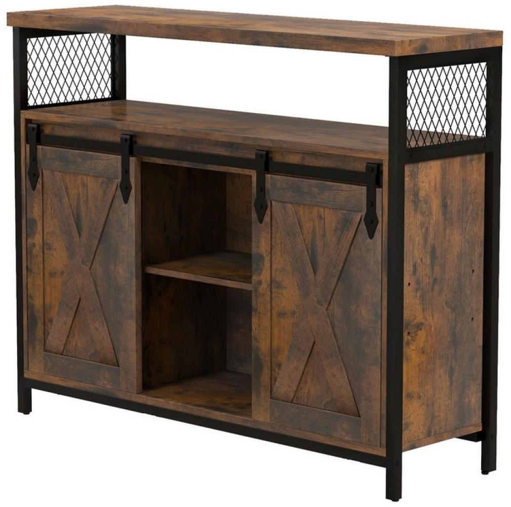 COSTWAY Sideboard, Schrank mit 2 Schiebetüren, Fächern, verstellbaren Ablagen Bild 1