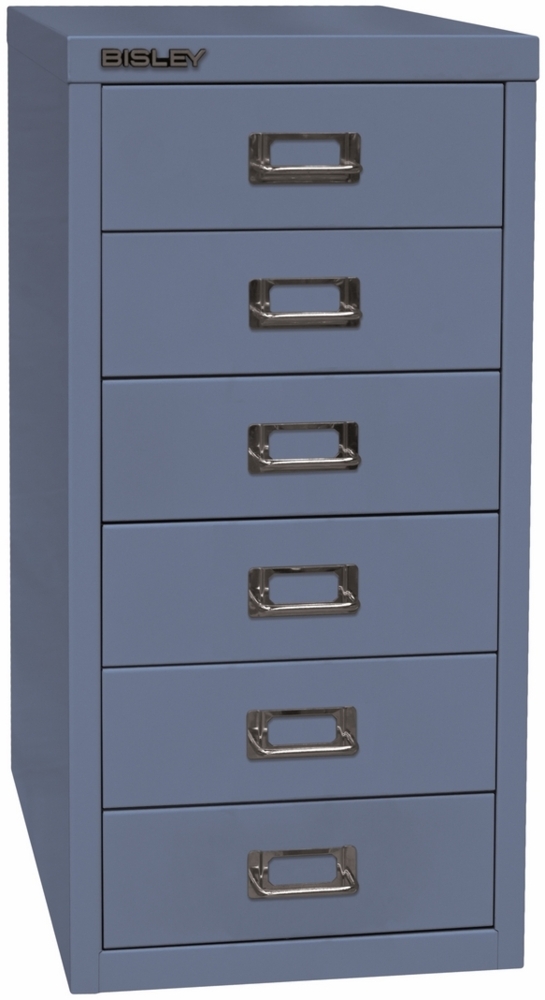 Bisley Multidrawer Schubladenschrank aus Metall mit 6 Schubladen DIN A4 ohne Sockel - Farbe: Blau, L296-605 Bild 1