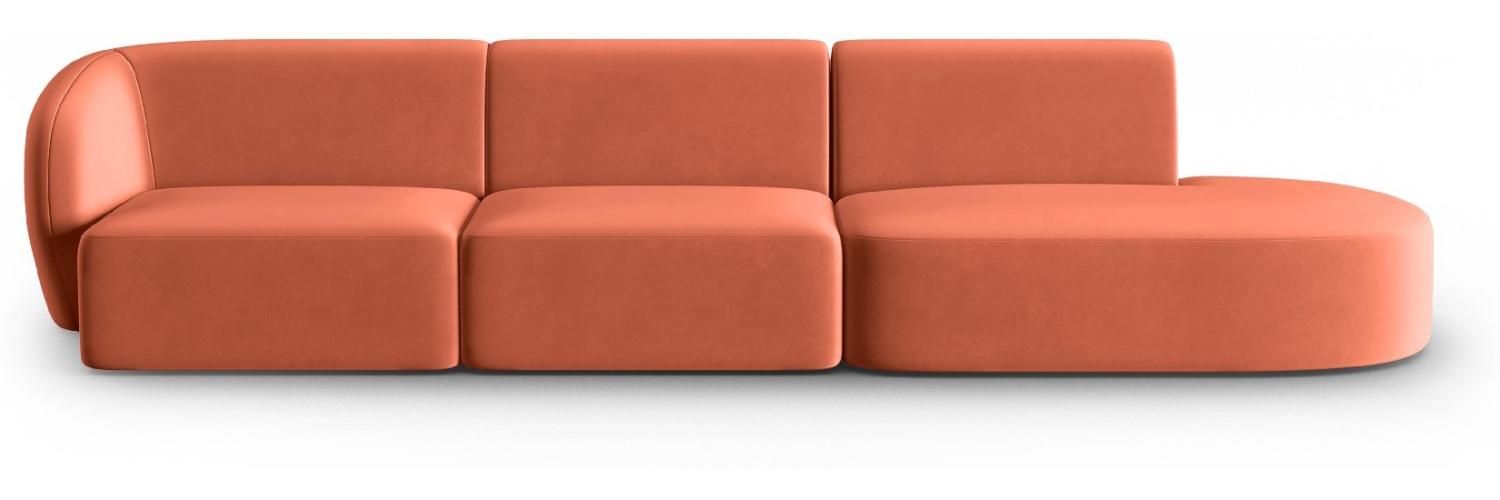 Micadoni Modulares Sofa Shane 4-Sitzer Rechts Samtstoff Koralle Bild 1