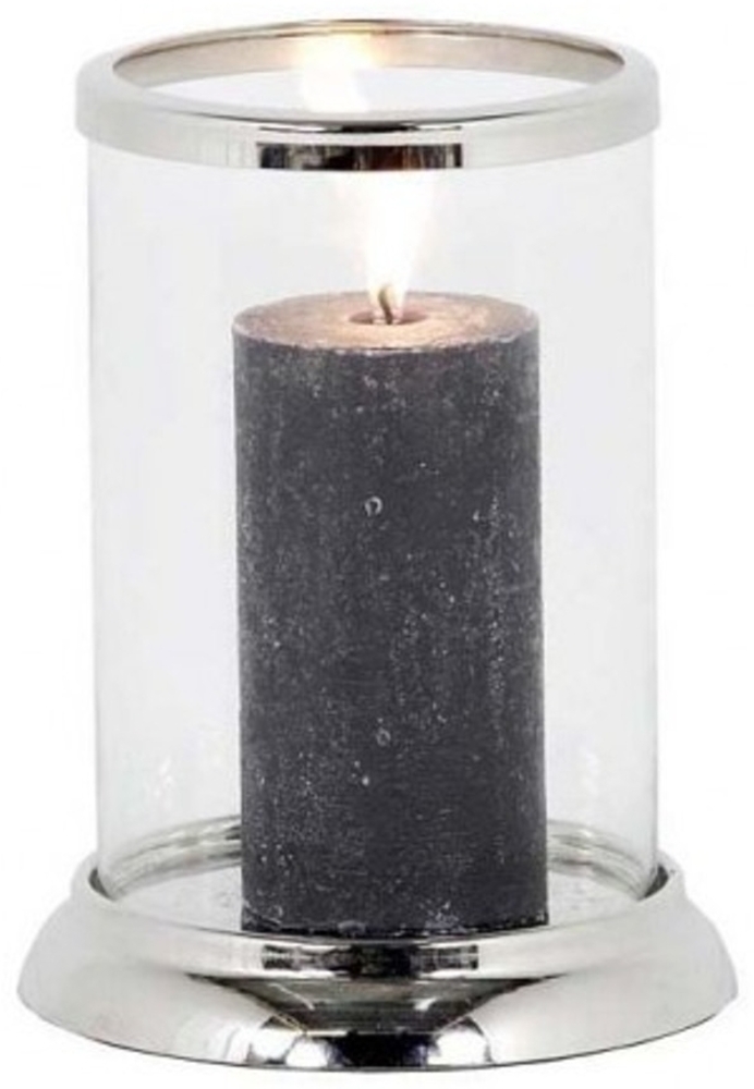 Casa Padrino Designer Edelstahl Kerzenleuchter Durchmesser 13 x H. 22 cm - Nickel Finish Bild 1