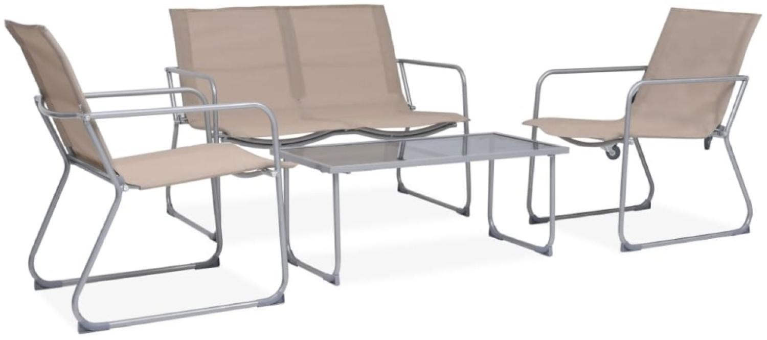 vidaXL 4-tlg. Garten-Lounge-Set Stoff und Stahl Taupe 44354 Bild 1