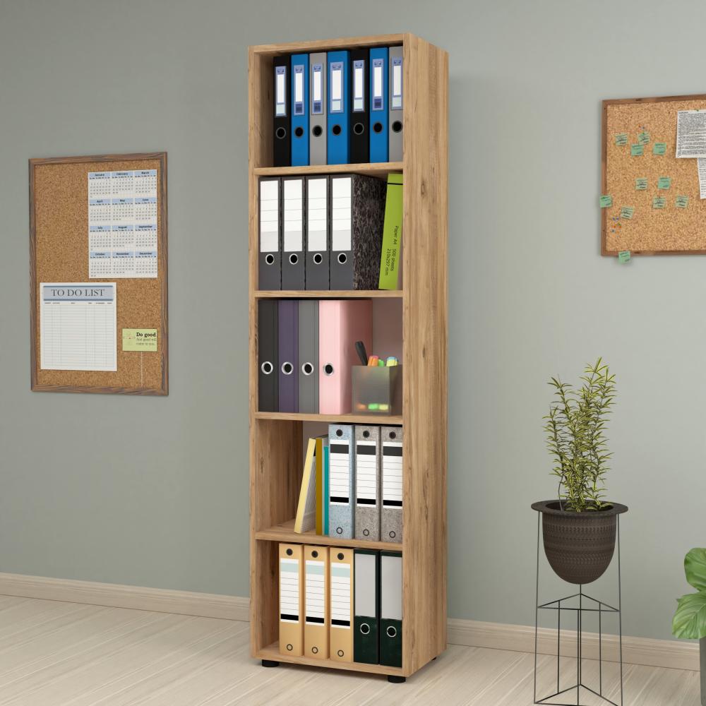 Bücherregal Vara 178x49x30 cm Eiche-Optik [en. casa] Bild 1