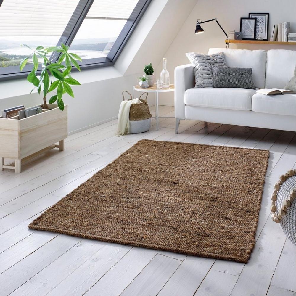 TaCa Home Wollteppich Handweb Woll-Teppich Neuseeland, rechteckig, Höhe: 10 mm, Braun Multi - 70 x 240 cm Bild 1