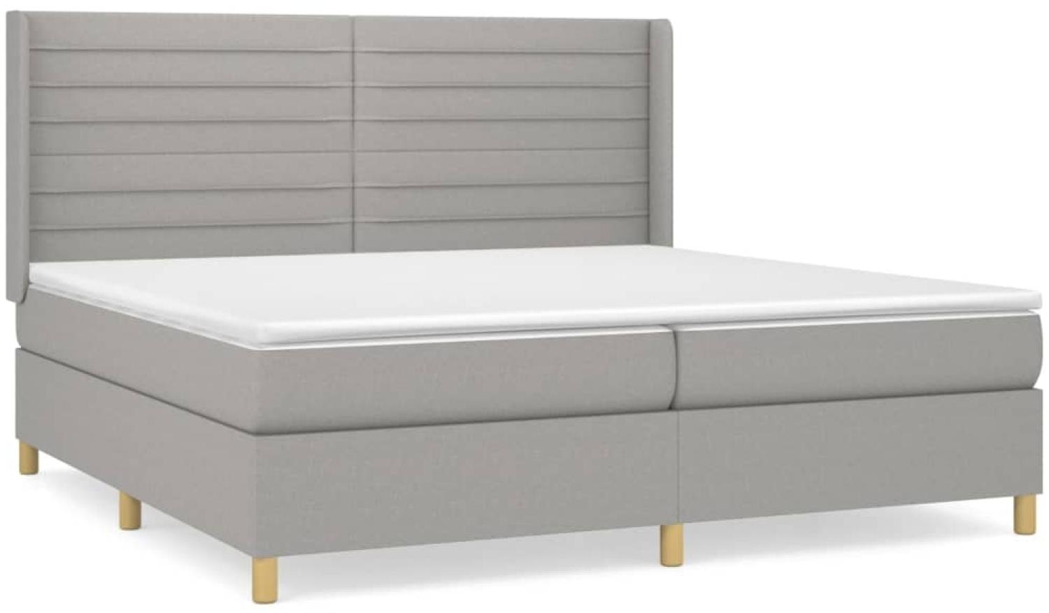 vidaXL Boxspringbett mit Matratze Stoff Hellgrau 200x200 cm, Härtegrad: H2 [3132097] Bild 1