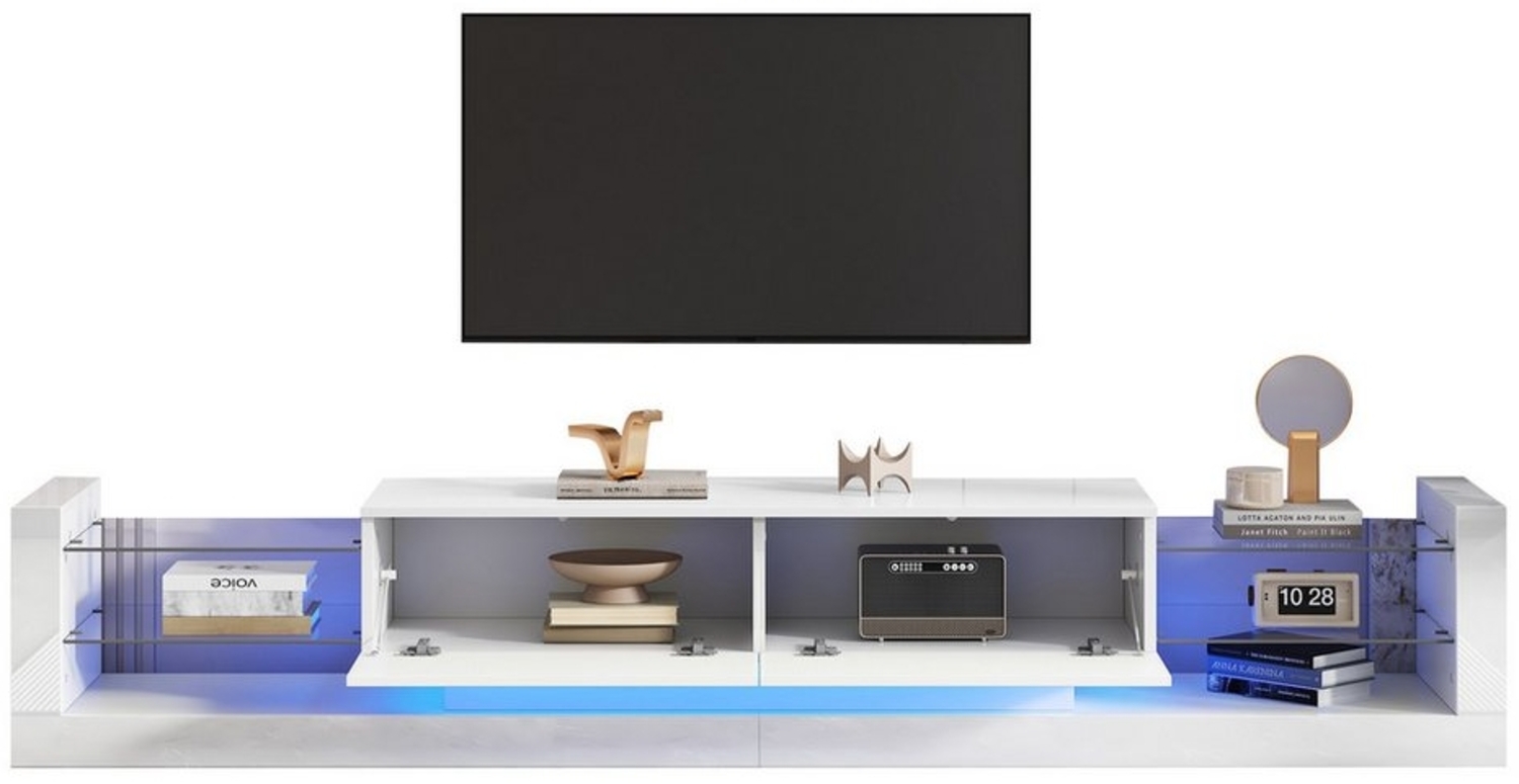 REDOM Lowboard mit LED-Beleuchtung (TV-Board, Fernsehtisch, TV-Ständer, 1 St, zwei klapptür), für Fernseher bis 80 Zoll Bild 1