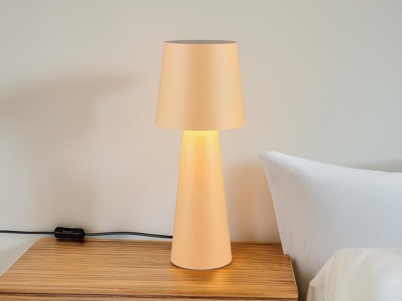 Große LED Tischleuchte aus Metall Beige, Höhe 40cm Bild 1