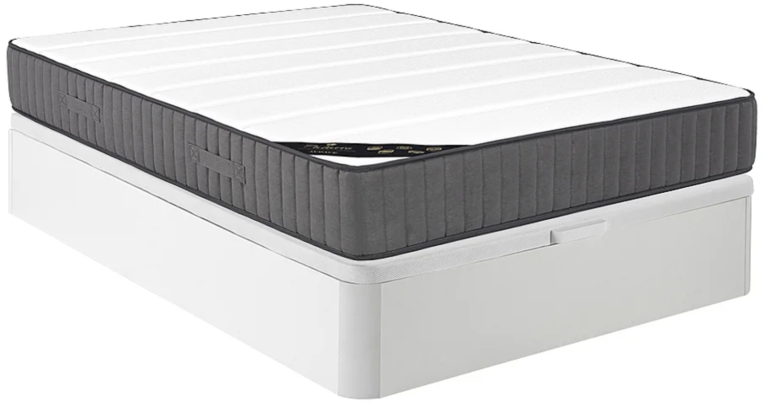 Vente-unique - Taschenfederkernmatratze-Bettgestell-Set - 160 x 200 cm - Hybridmatratze - 7 Zonen - Hochelastischer Kaltschaum - Stärke 26 cm - Weiß - AUDACE von PALACIO Bild 1