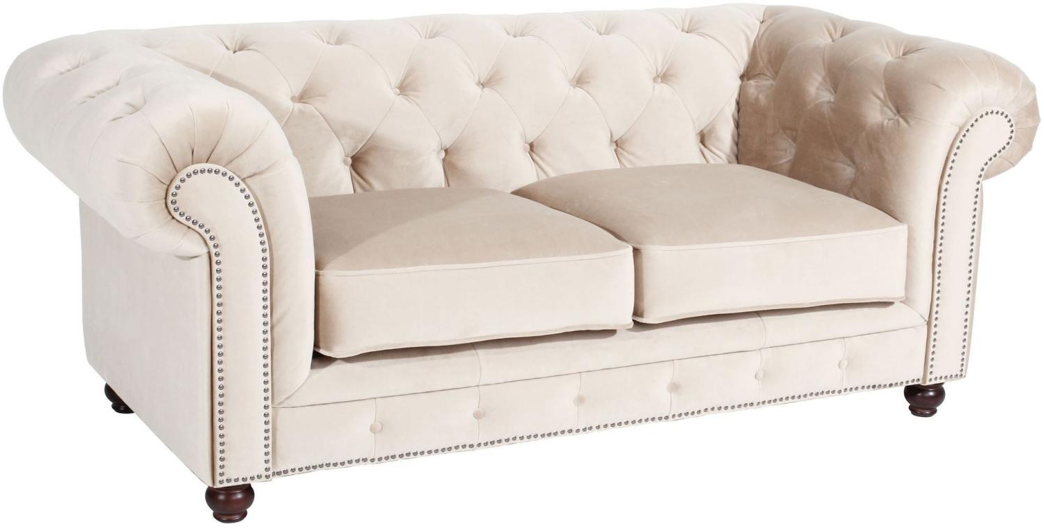 Sofa 2-Sitzer Kathe Bezug Samtvelours Buche nussbaum dunkel / creme 22485 Bild 1