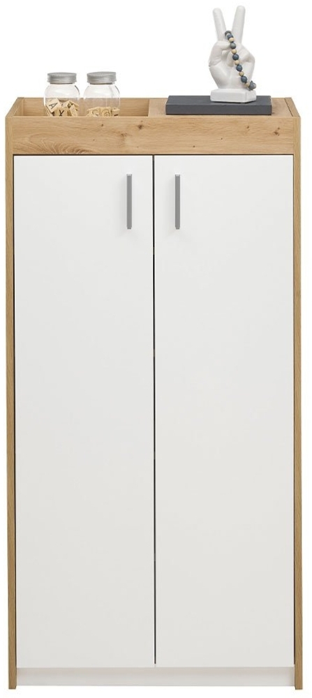 Schuhschrank Paige / Paris 1 , Holzwerkstoff , Weiß, Holzfarben , 64 x 126 x 38 cm Bild 1