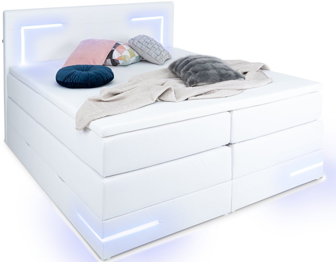 wonello Boxspringbett Lights 2.0, mit LED Beleuchtung und Topper, wahlweise mit Bettkasten Bild 1