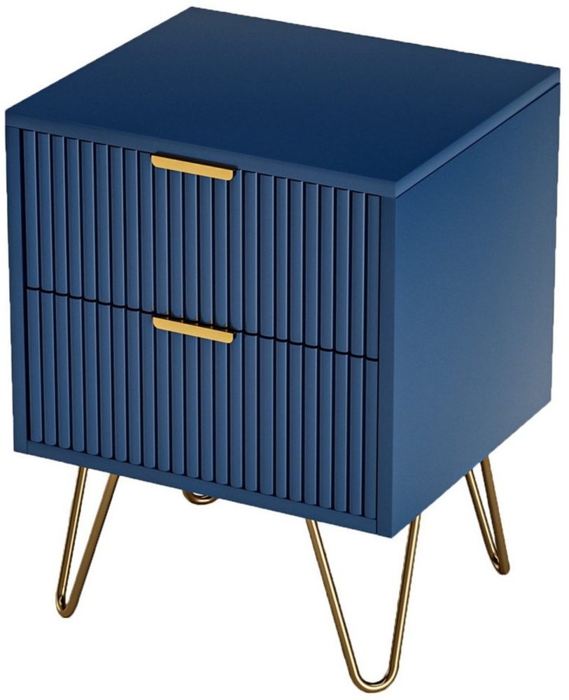 SEEZSSA Nachtkonsole Nachtkommode Nachtschrank Nachttisch mit 2 Schublden Metallbeine, Besitelltisch Sofatisch Nachtkonsole für Boxspringbett, 40x35x50cm Bild 1