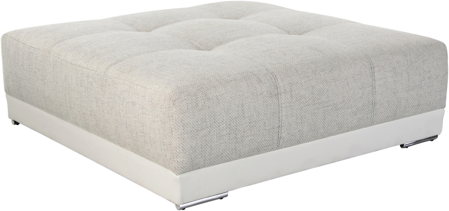 XXL-HOCKER Federkern B120/T120/H39 cm (passend zum BIG-SOFA) Kunstleder Weiß+Strukturstoff Grau Beige Bild 1