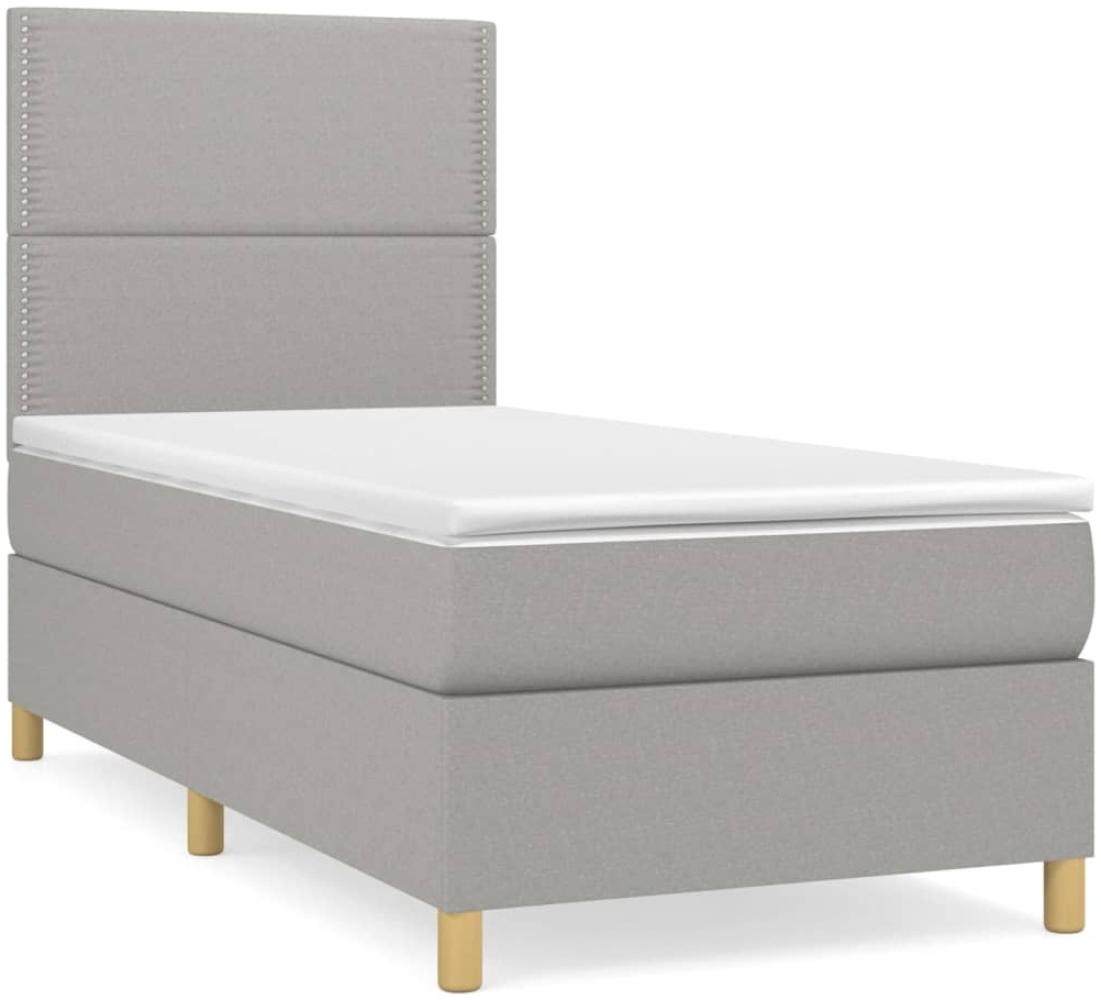 vidaXL Boxspringbett mit Matratze Hellgrau 90x200 cm Stoff, Härtegrad: H2 [3142225] Bild 1