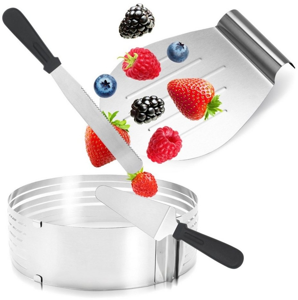 Clanmacy Tortenbodenteiler 4tlg Torten Set aus Edelstahl Kuchen Boden Tortenheber Tortenring Bild 1