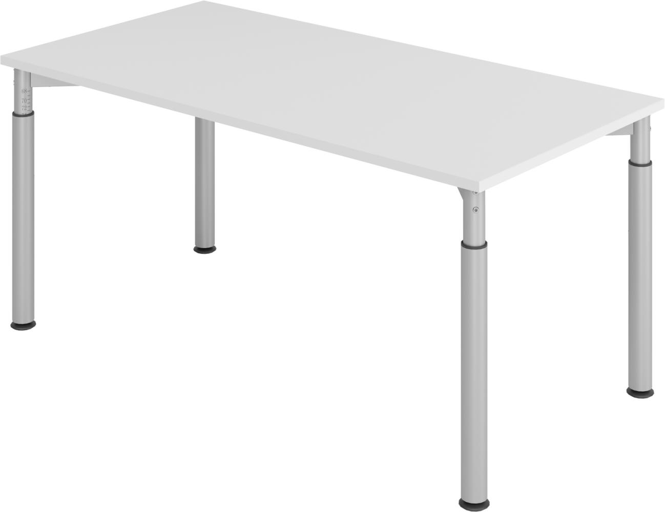 bümö höhenverstellbarer Schreibtisch 160x80 cm in grau, Gestell silber - PC Tisch höhenverstellbar & groß, höhenverstellbarer Tisch Büro, großer Computertisch verstellbar, Y-Serie, YS-16-5-S Bild 1