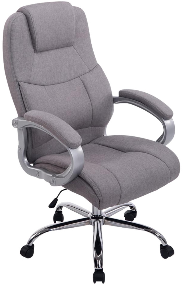 DELUKE® Bürostuhl SYDNEY Stoff - 113 x 66 x 70, Grau Stoff Metall in Chromoptik Gestell ergonomische Bürostühle Homeoffice Stuhl mit Rollen Bild 1