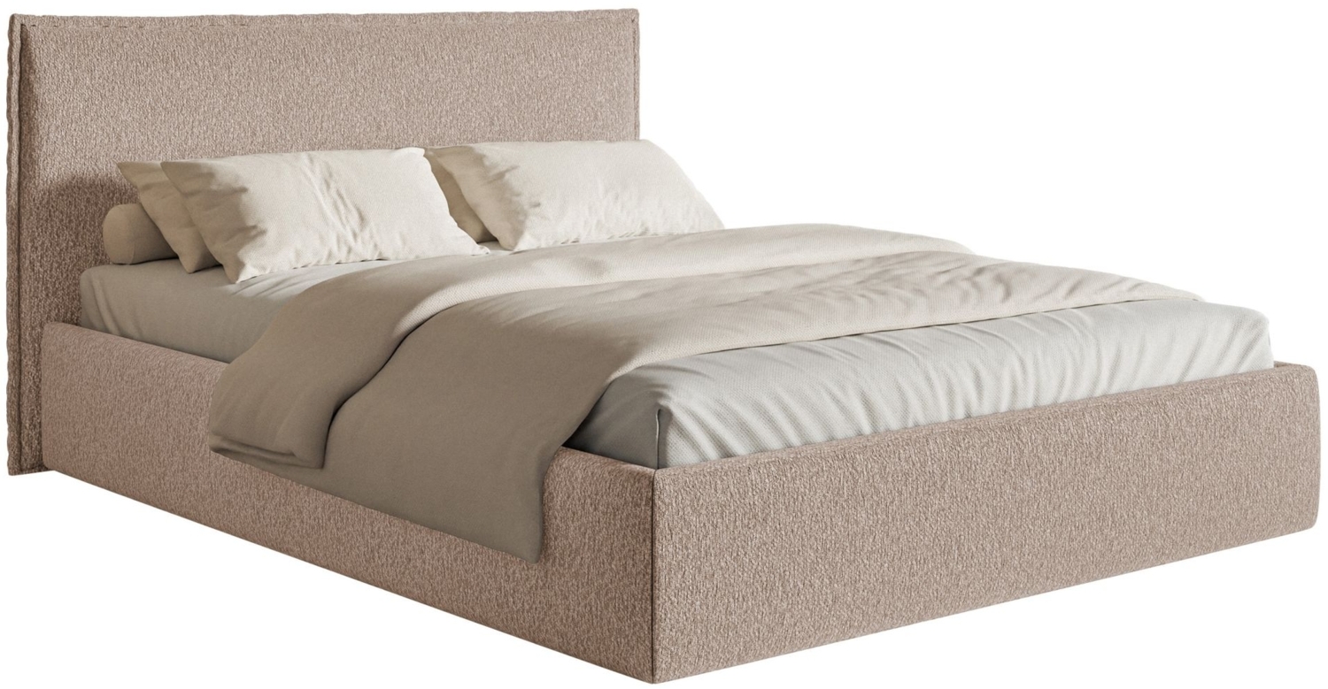 Selsey 'Softie Slim' Polsterbett 160×200 mit Bettkasten und Lattenrost, Chenille, dunkelbeige Bild 1
