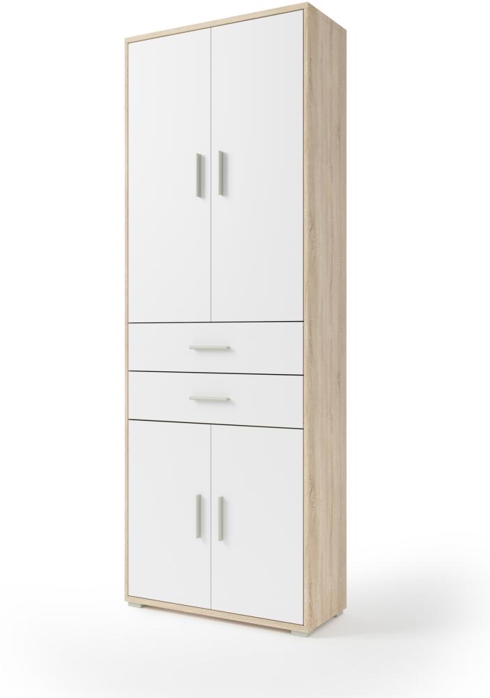 Aktenschrank >Clermont< (BxHxT: 79,1x221,2x35 cm) Sonoma/Eiche mit Absatz weiß Bild 1