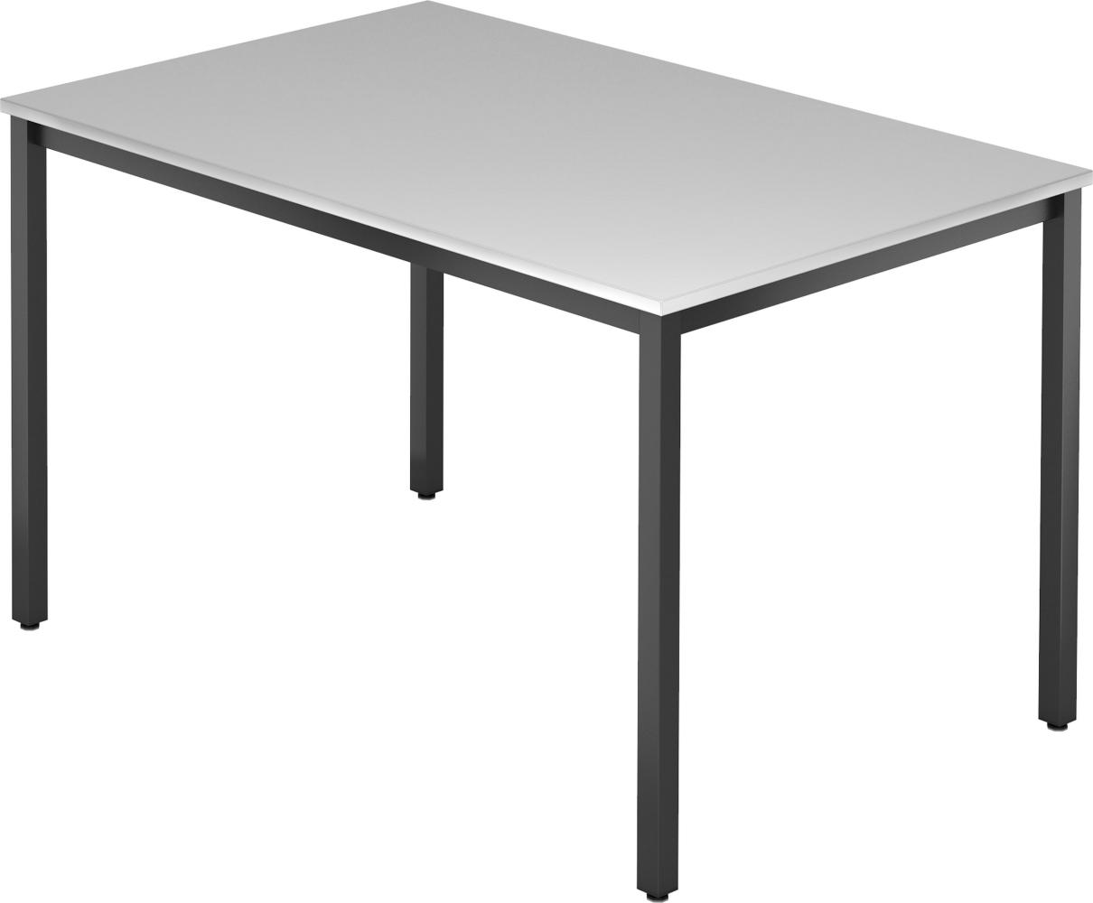 bümö Multifunktionstisch grau, Tisch 120 x 80 cm, Tischfuß vierkant in schwarz - einfacher Tisch klein, Besprechungstisch System D-Serie, Konferenztisch, Meetingtisch, Mehrzwecktisch, Pausentisch, DQ12-5-D Bild 1