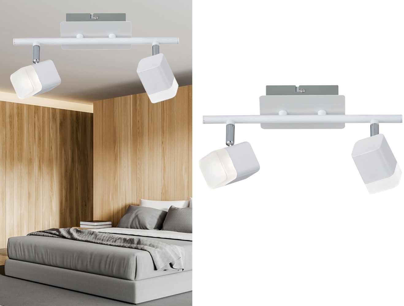 2er SET LED Deckenstrahler 2-flammig Weiß matt, Breite 34cm Bild 1