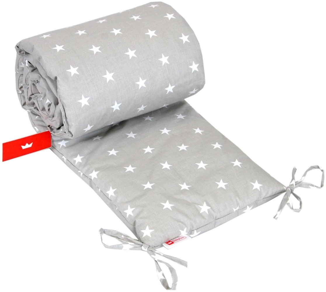 BabyLux Bettnestchen BABYLUX Bettumrandung NESTCHEN Bettnestchen 210x30 cm Babybett, 91. Sterne Grau Bild 1