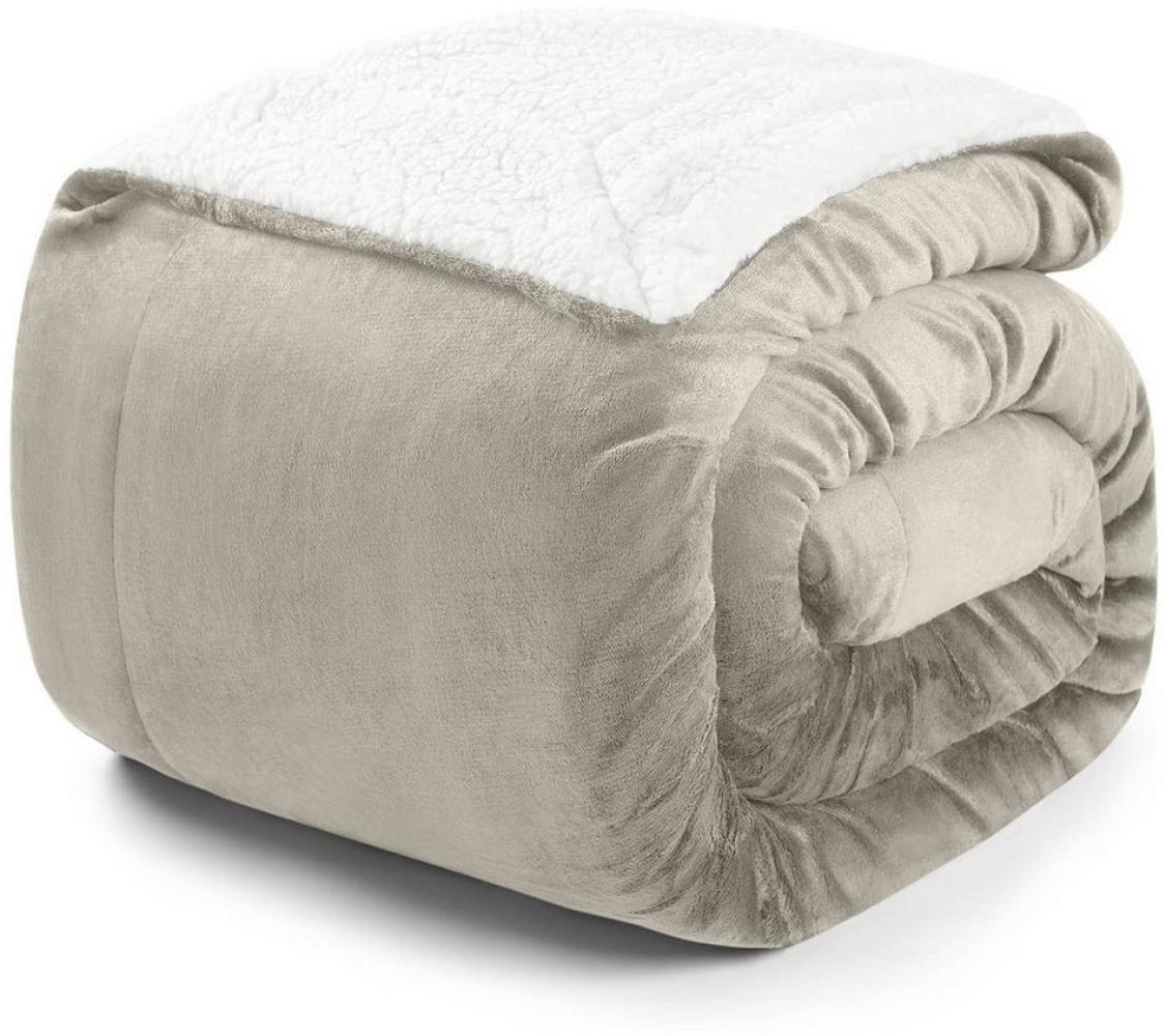 Blumtal Premium Sherpa Kuscheldecke flauschig - Wohndecke Kuscheldecke 130x150 cm - OEKO-TEX zertifizierte Fleecedecke 130x150 cm - Wohn- & Kuscheldecke - Wohndecke 130x150 cm flauschig - Sand - Beige Bild 1