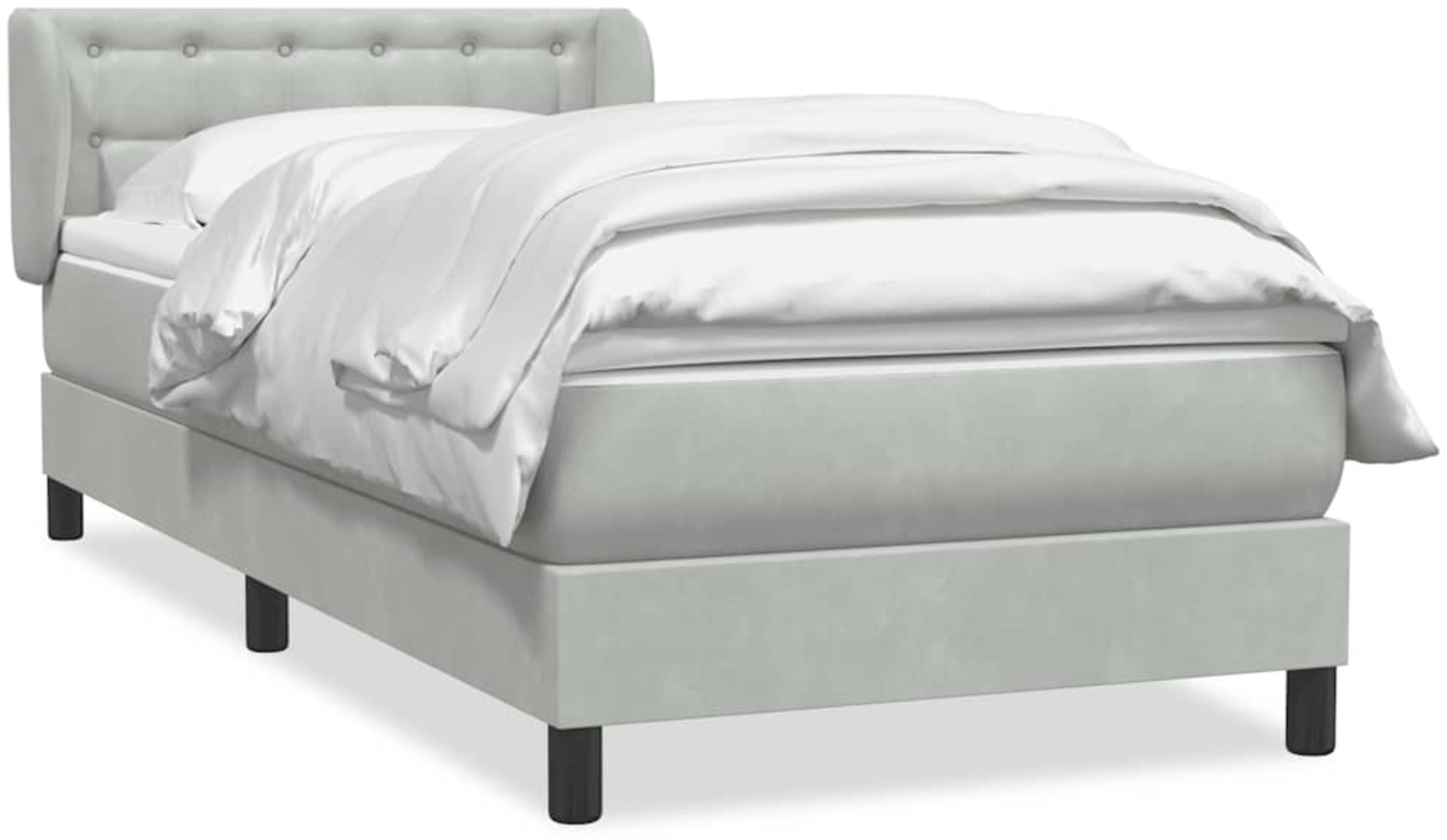 vidaXL Boxspringbett mit Matratze Hellgrau 90x220 cm Samt 3317889 Bild 1