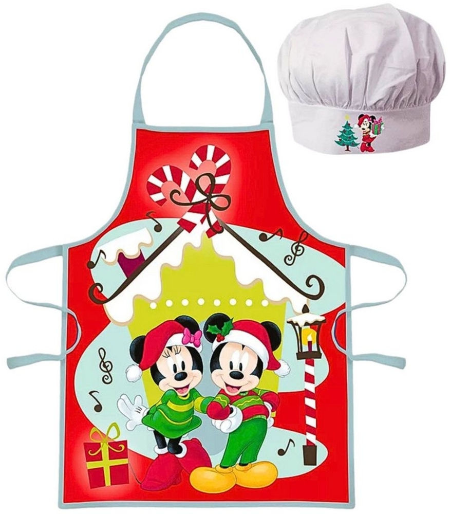 Disney Mickey Mouse Kochschürze Minnie & Mickey Maus Weihnachten, (2-tlg), Kinder Koch-Set 2 tlg. Backschürze + Chefmütze Bild 1