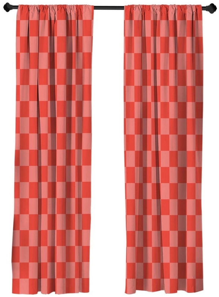 Abakuhaus Gardine Vorhang für Wohnzimmer Schlafzimmer Dekor, Microfaser, Checkers Spiel Rautenmuster im Monochromen Stil Bild 1
