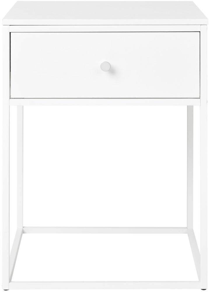 Beistelltisch, 1 Schublade, weiß, weißes Gestell, 40 x 40 x 55 cm Bild 1