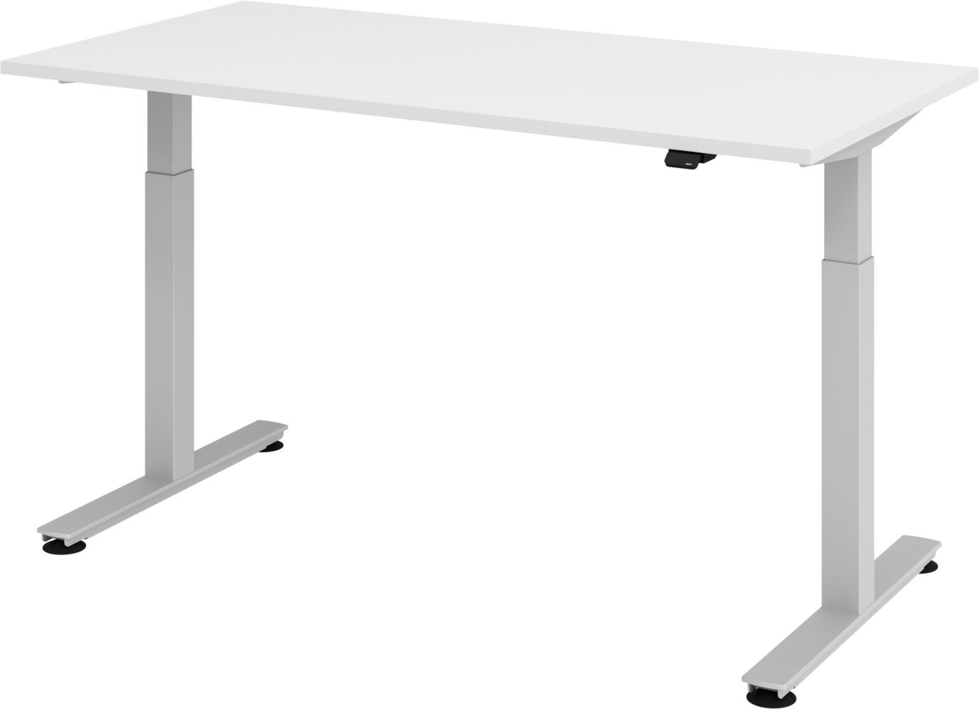 bümö elektrisch höhenverstellbarer Schreibtisch weiß 160x80 cm - Schreibtisch höhenverstellbar elektrisch, elektrischer Schreibtisch & Gaming Tisch, Stehschreibtisch, Bürotisch, XMST, XMST-16-W Bild 1