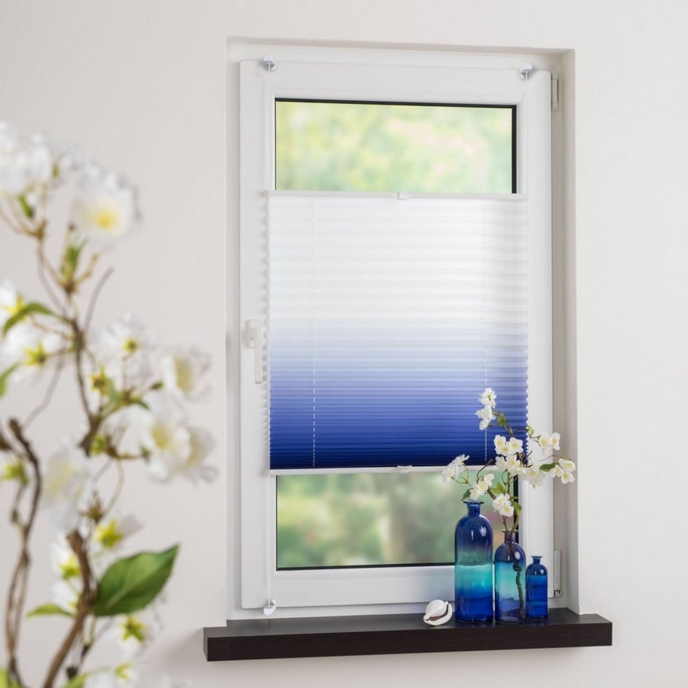 HOMBERA Plissee Farbverlauf, ohne Bohren, verspannt durch 4 Klemmträger, Klemmfix-Montage, lichtdurchlässig, dekorativ Bild 1