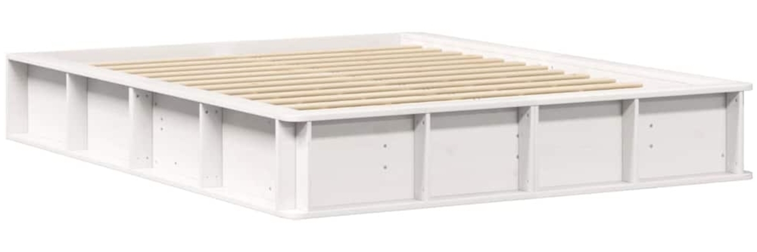 vidaXL Bettrahmen Weiß 160 x 200 cm Massives Kiefernholz 3385710 Bild 1