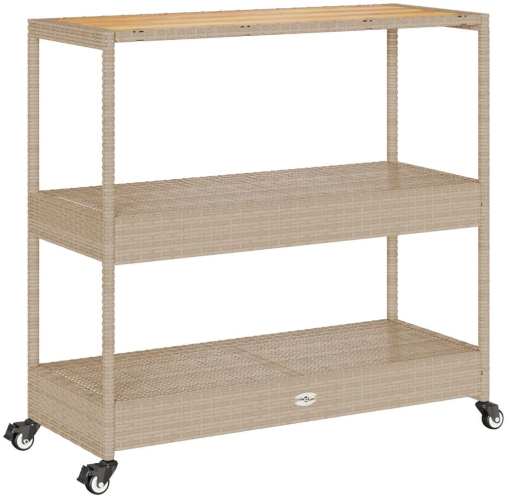 vidaXL Barwagen 3 Böden Beige Poly Rattan und Massivholz Akazie 368725 Bild 1