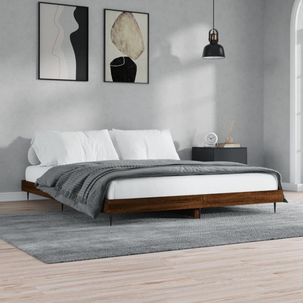 vidaXL Bettgestell Braun Eichen-Optik 160x200 cm Holzwerkstoff Bild 1