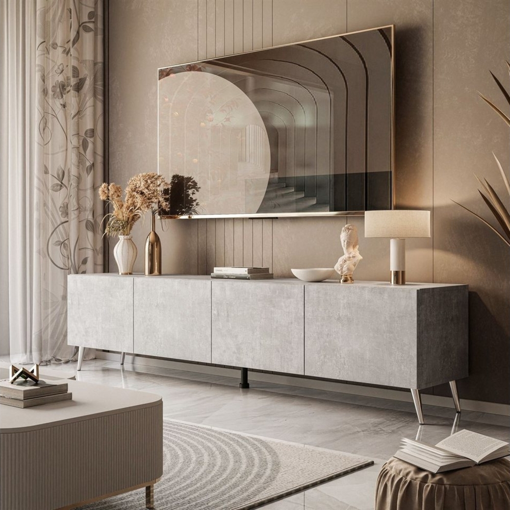 ALLHOUSE24 TV-Schrank LOGANTE 200 cm Breite Unterschrank TV Lowboard Metall Füße 200 cm Breite Bild 1