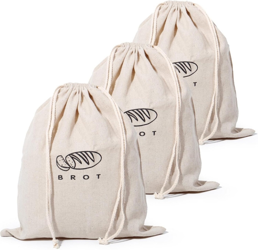 Coonoor Brotkorb Brotbeutel Aufbewahrung Frischhalten, Leinenbeutel für Brot, (3-tlg) Bild 1