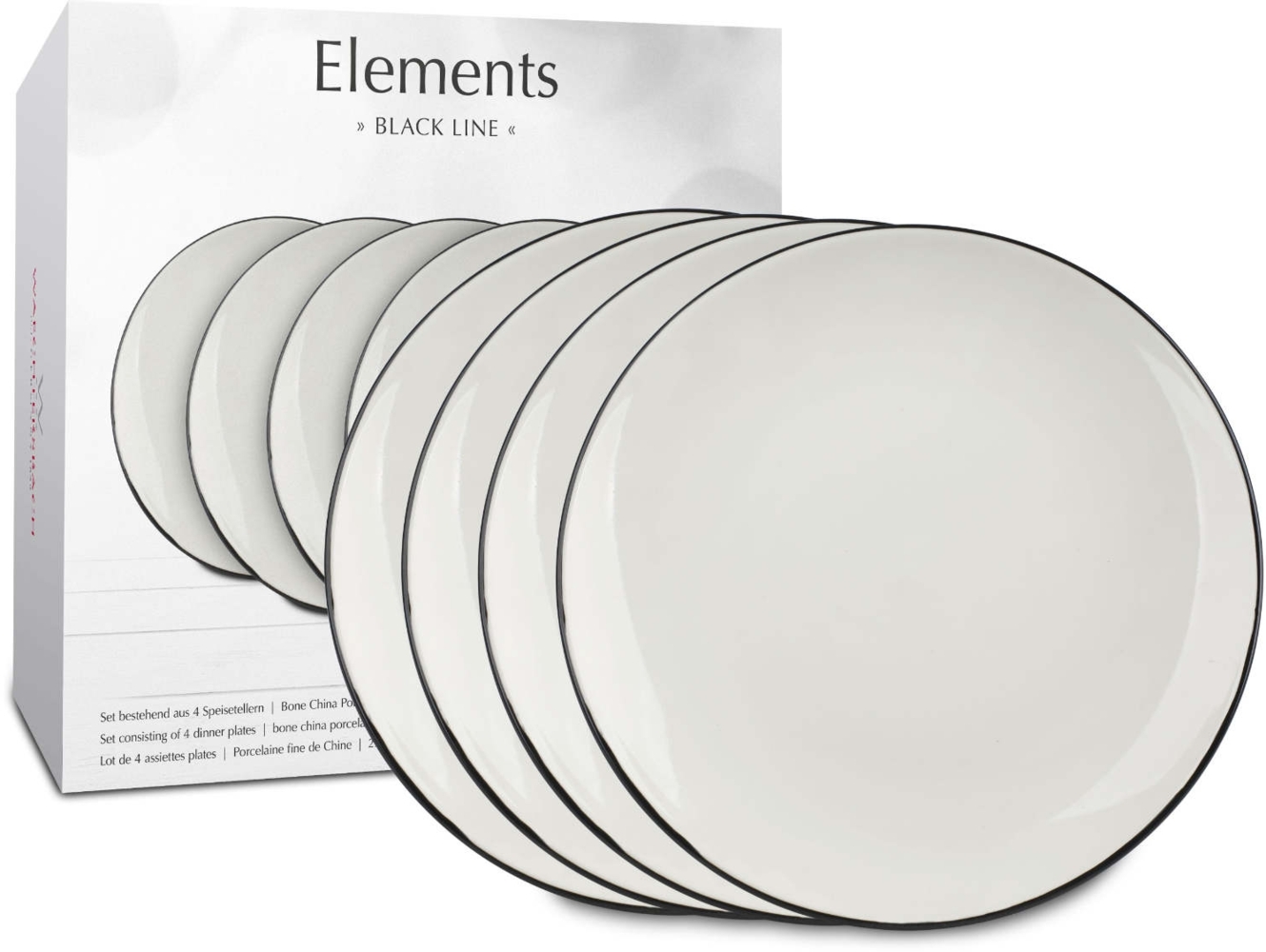 WAECHTERSBACH 4er Teller Ø 27 cm im GK / Elements - Black Line / Speiseteller Bild 1