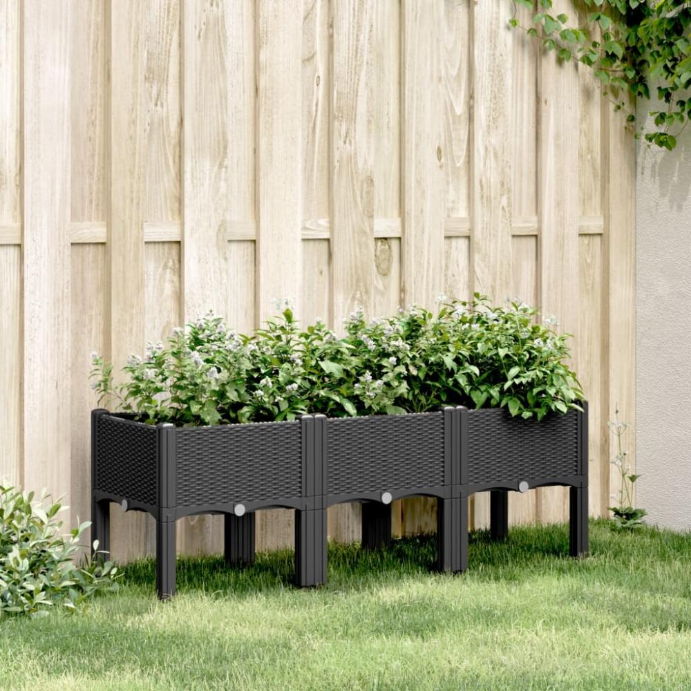 vidaXL Pflanzkasten mit Beinen Schwarz 120x40x42 cm PP 367898 Bild 1