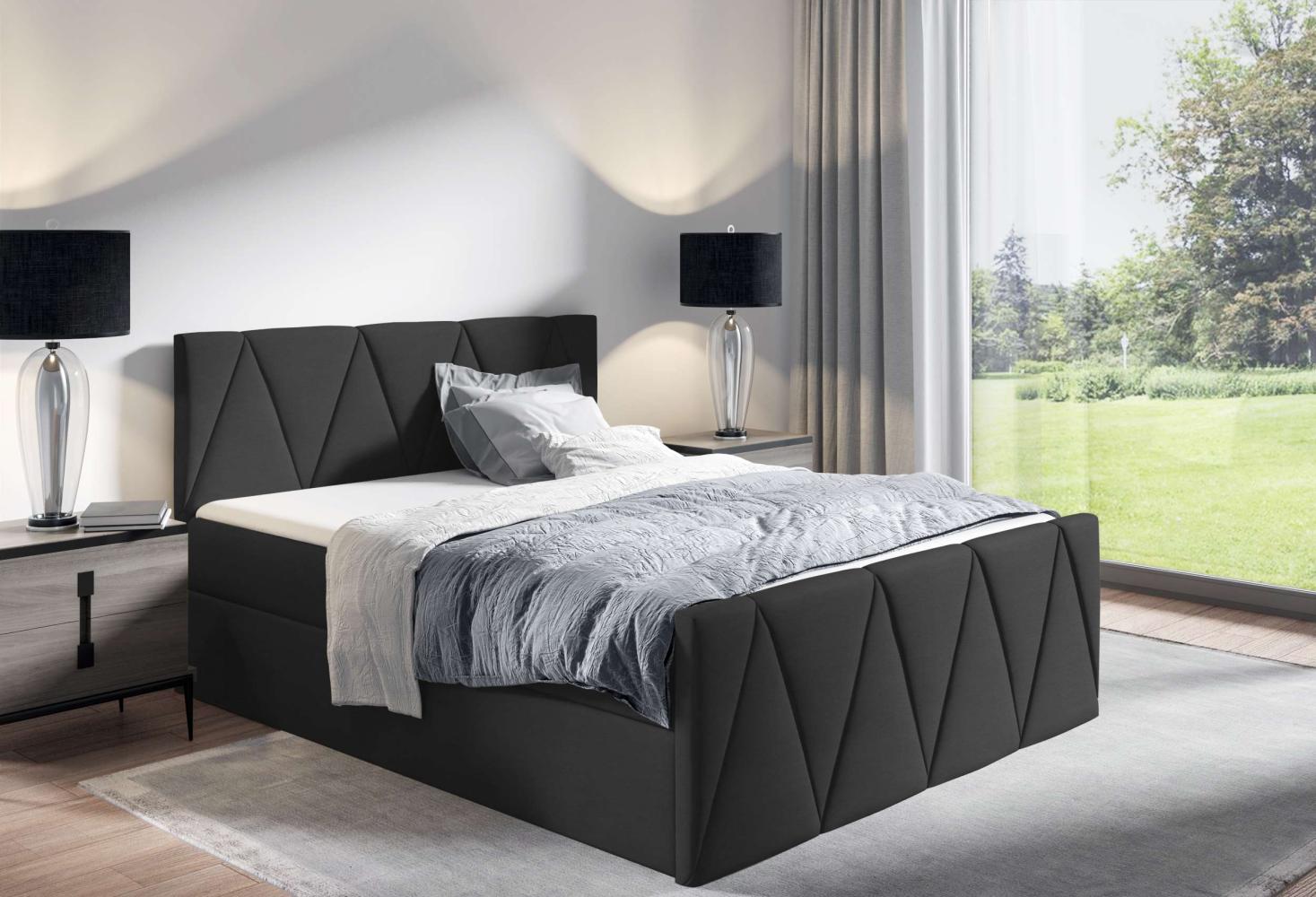 99rooms Ilsa Boxspringbett 200x200 cm Kunstleder SOFT Schwarz Bild 1