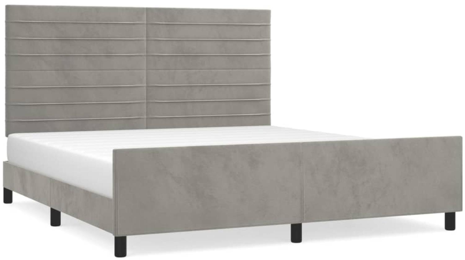 vidaXL Bettgestell mit Kopfteil Hellgrau 180x200 cm Samt, Härtegrad: H2 [3125830] Bild 1