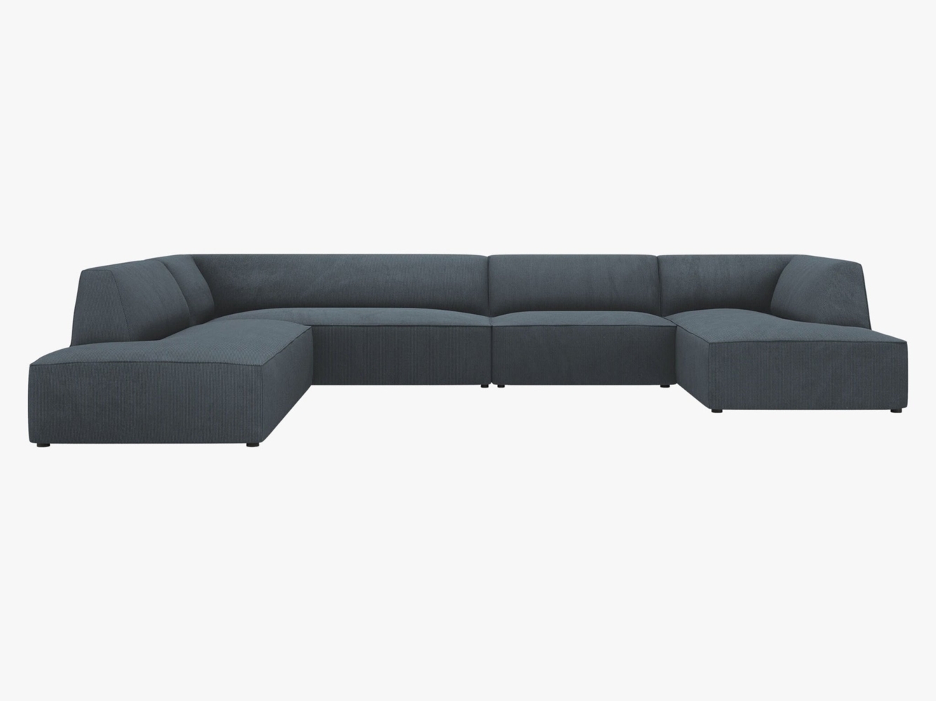 Micadoni Panorama-Ecksofa Ruby 7-Sitzer Links Kord Scala Blau Bild 1