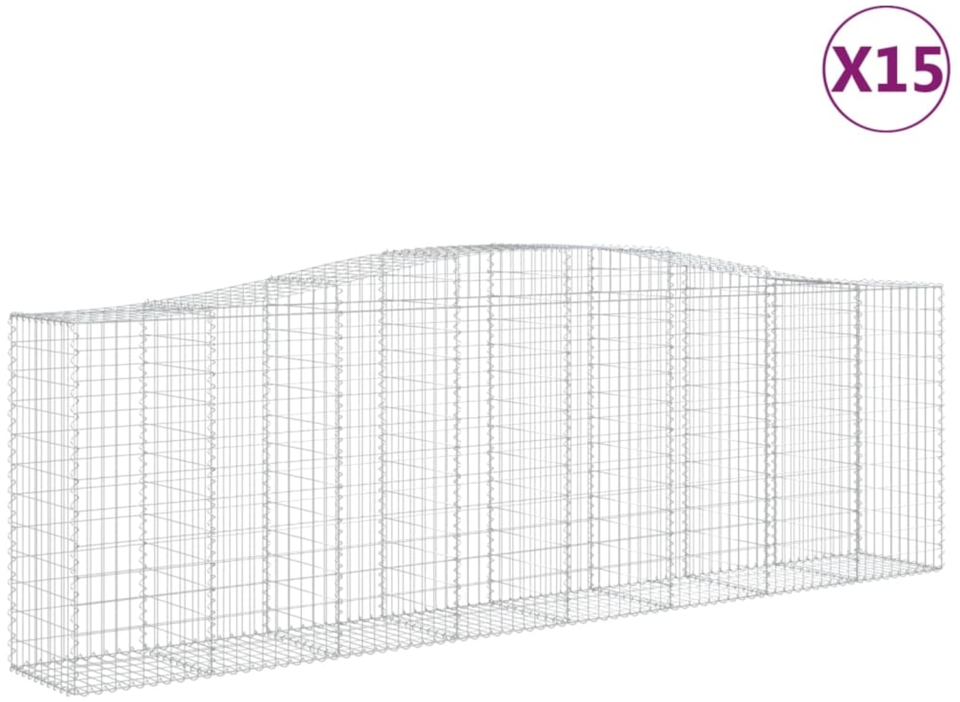 vidaXL Gabionen mit Hochbogen 15 Stk 400x50x120/140cm Verzinktes Eisen 3145978 Bild 1