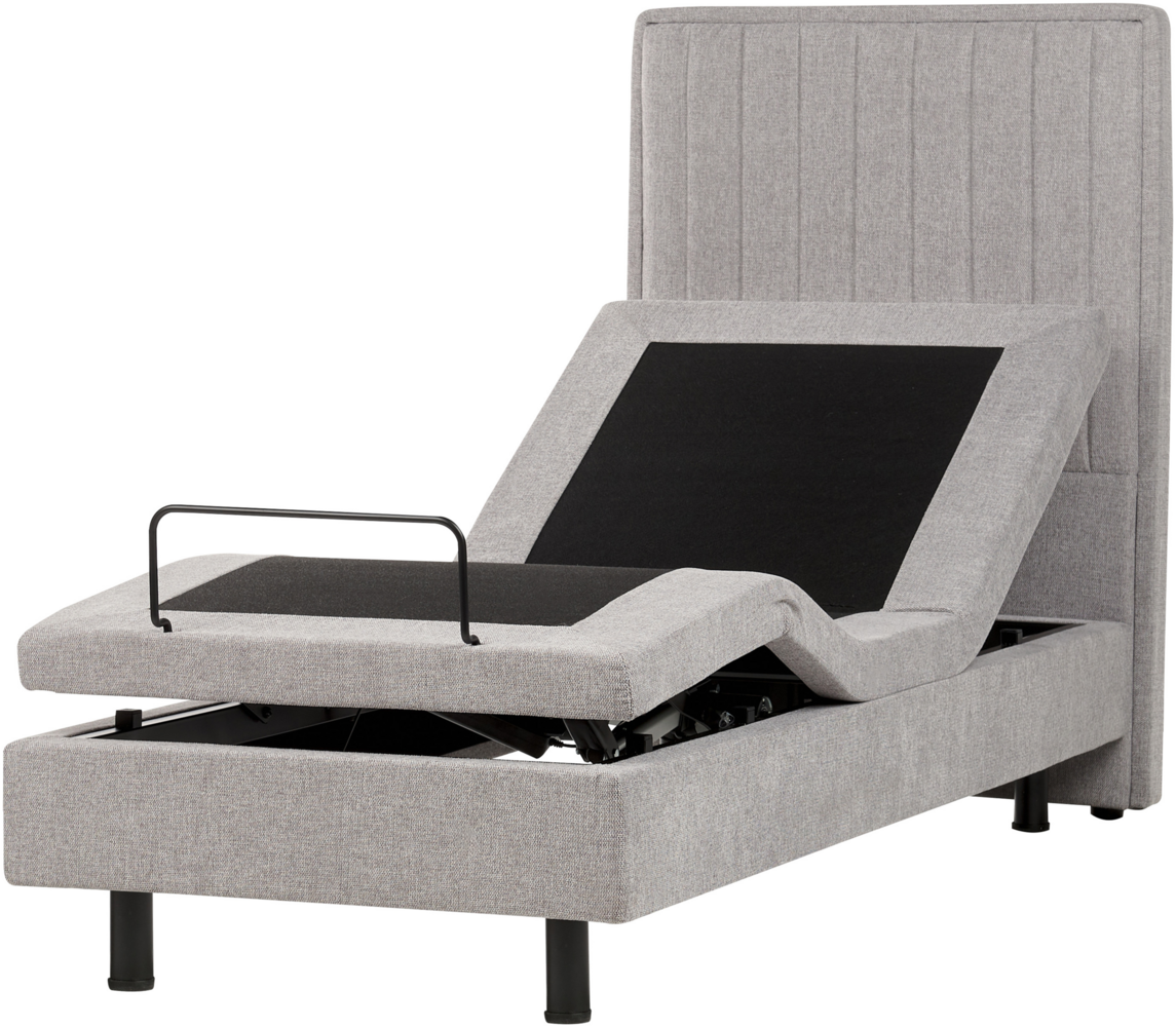 Bett verstellbar DUKE II 80 x 200 cm Stoff Hellgrau Bild 1