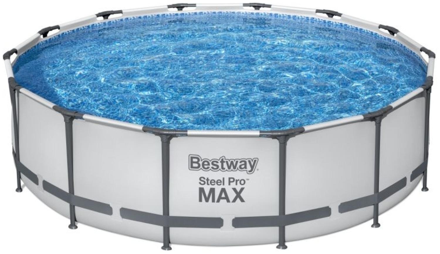 Bestway Steel Pro Max™ Frame Pool Komplett-Set Mit Filterpumpe Ø 427 X 107 Cm, Lichtgrau, Rund Bild 1