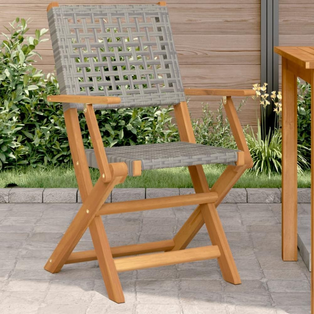 vidaXL Gartenstühle 2 Stk. Grau Massivholz Akazie und Poly Rattan 367664 Bild 1