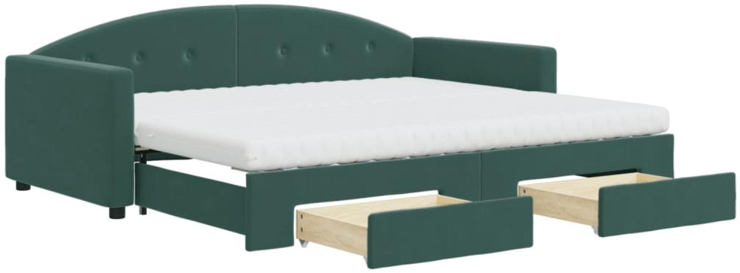 vidaXL Tagesbett Ausziehbar mit Schubladen Dunkelgrün 90x200 cm Samt 3197375 Bild 1