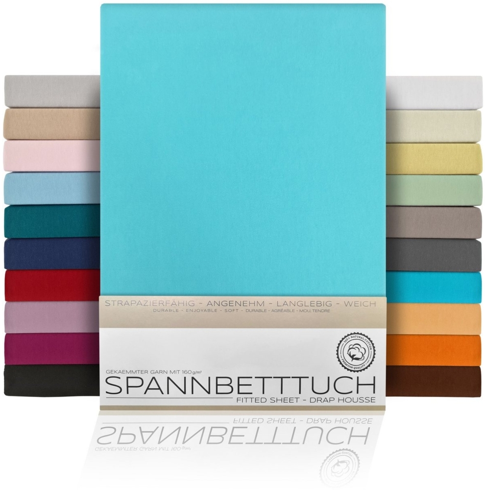 Beautex Spannbettlaken Spannbetttuch Bettlaken aus gekämmter Baumwolle Premium Jersey 160g/m², Jersey, Gummizug: rundum, (1 Stück) Bild 1