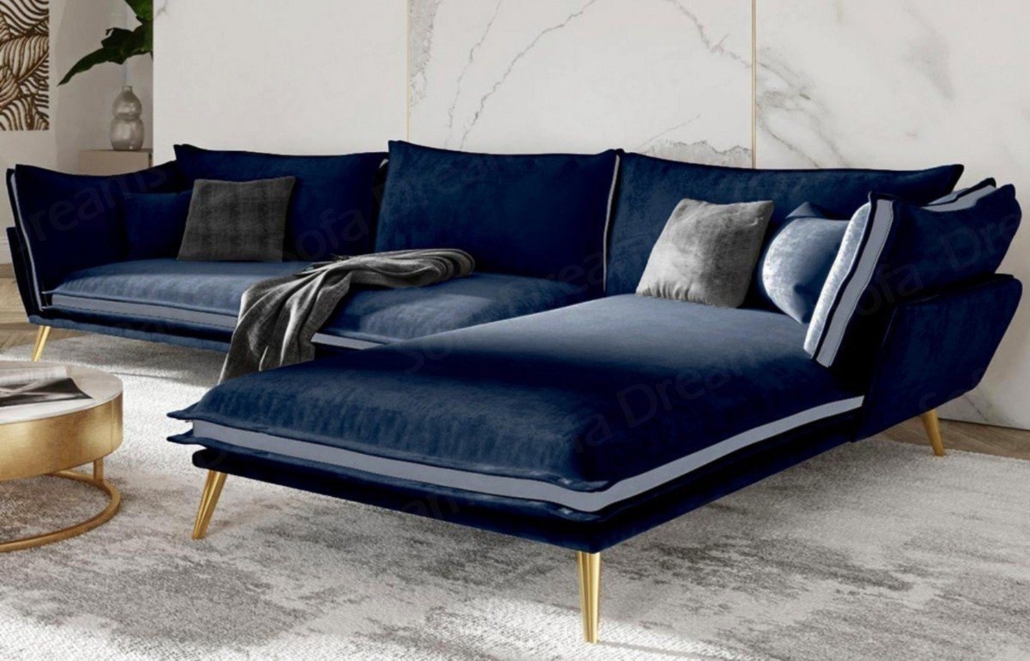 Sofa Dreams Ecksofa Stoff Design Polster Samtsofa Lobos L Form Stoffsofa, Loungesofa Bild 1